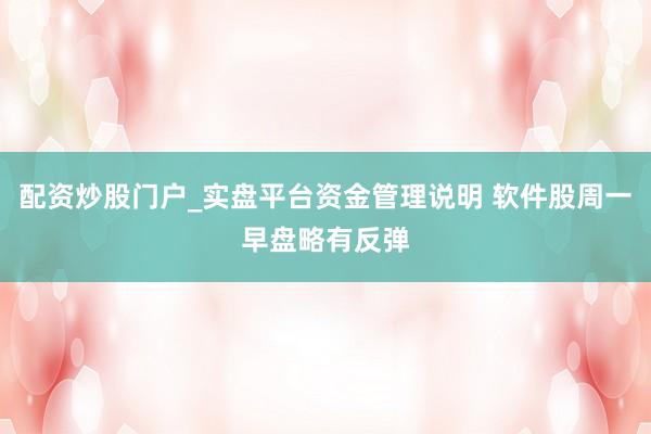 配资炒股门户_实盘平台资金管理说明 软件股周一早盘略有反弹