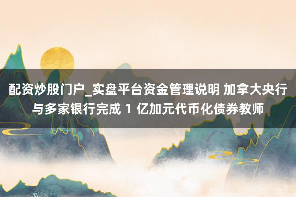 配资炒股门户_实盘平台资金管理说明 加拿大央行与多家银行完成 1 亿加元代币化债券教师